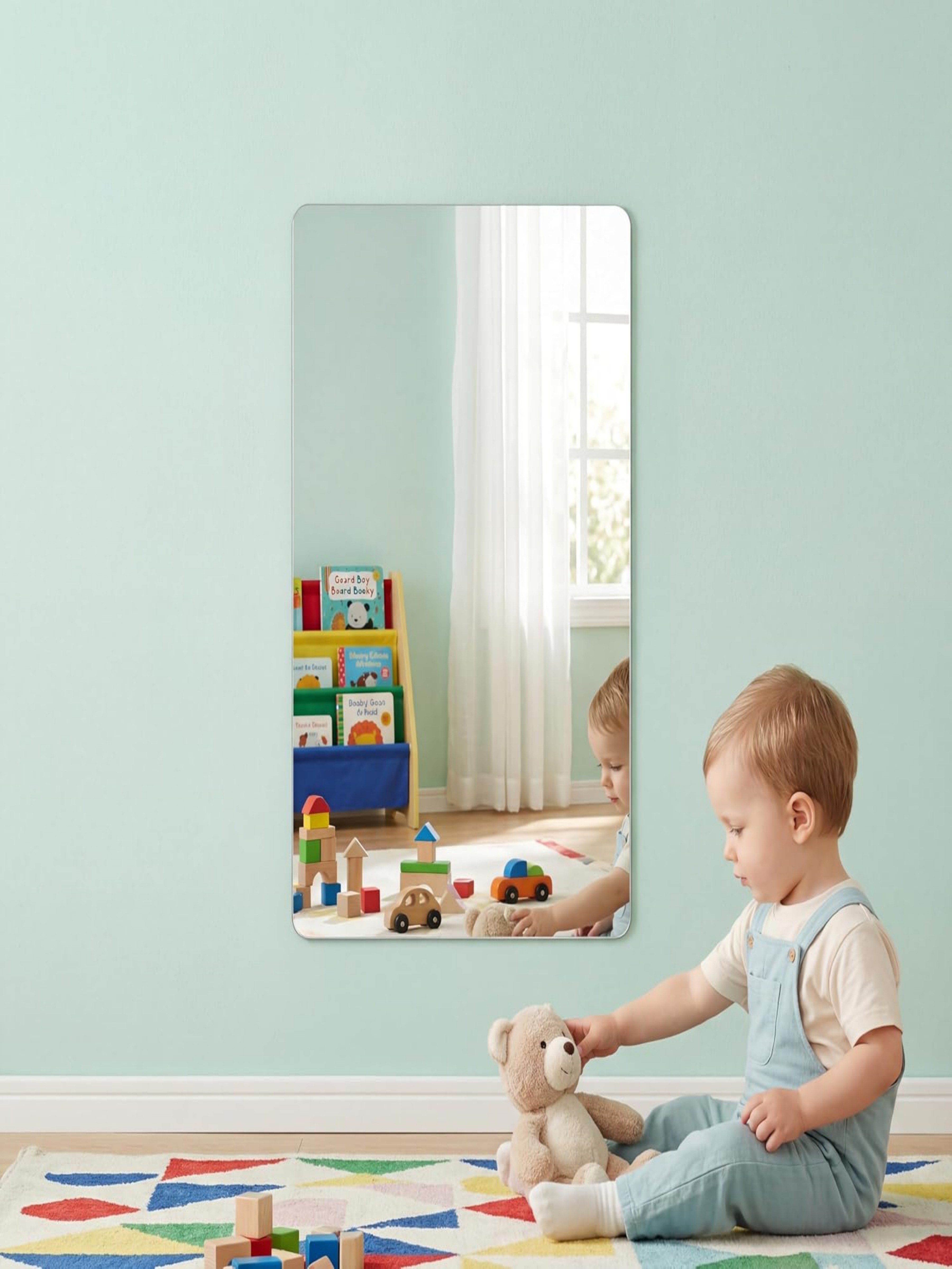 Acrylic Wall Mirror, Rectangle with Rounded Corners, 40x60cm