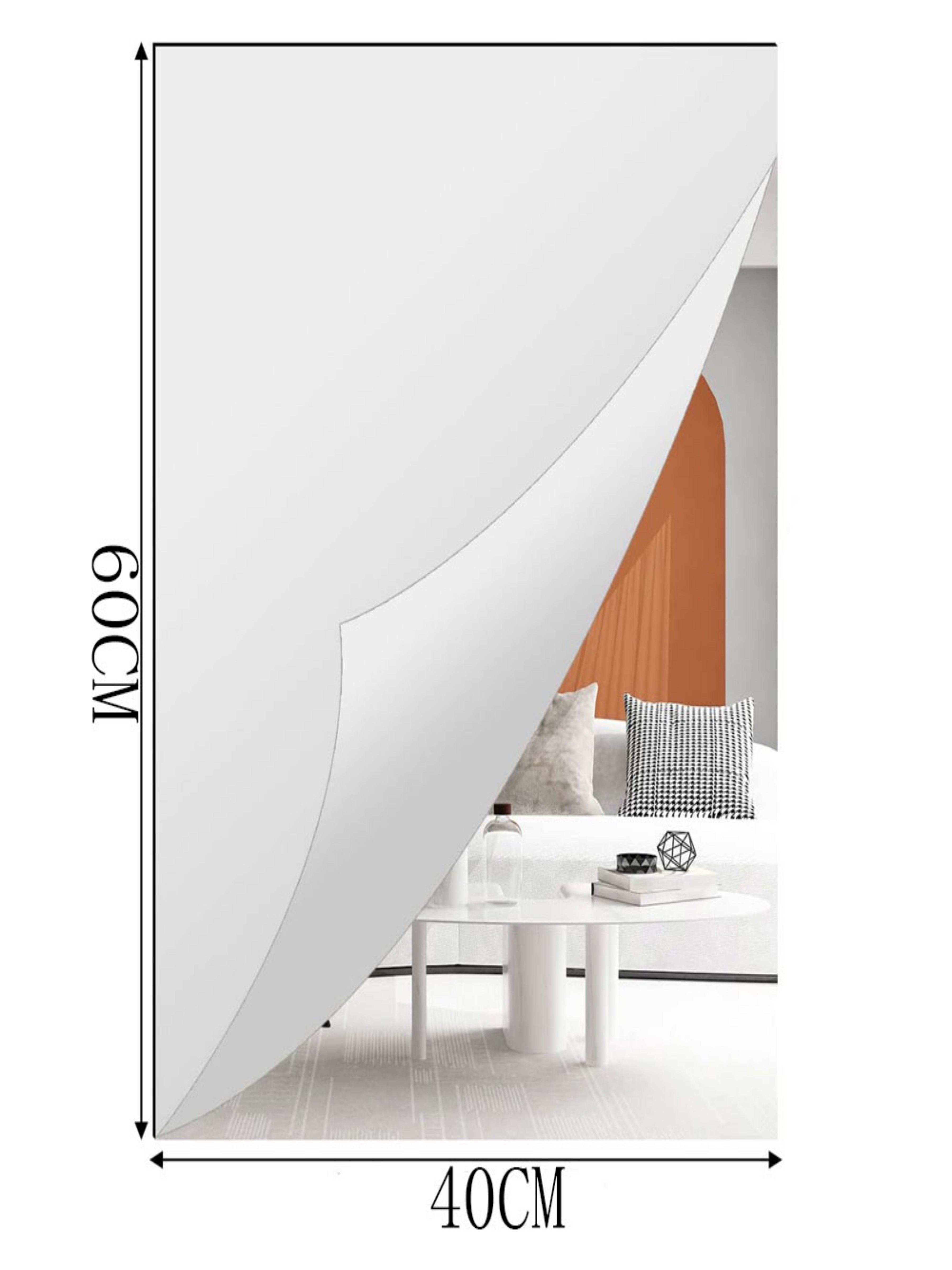 Modern Rectangular Acrylic Wall Mirror - 40x60cm