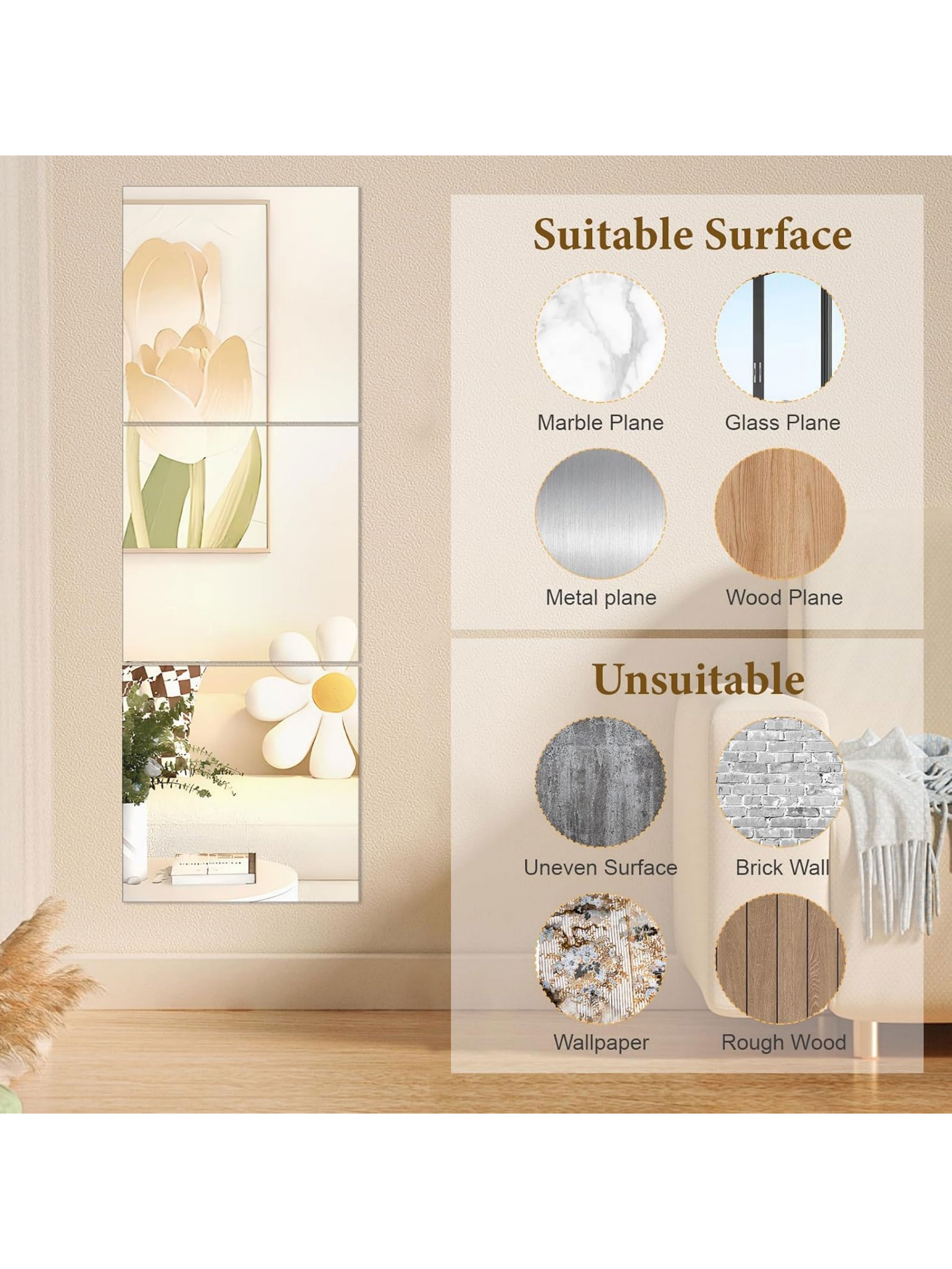 Square Acrylic Wall Mirror