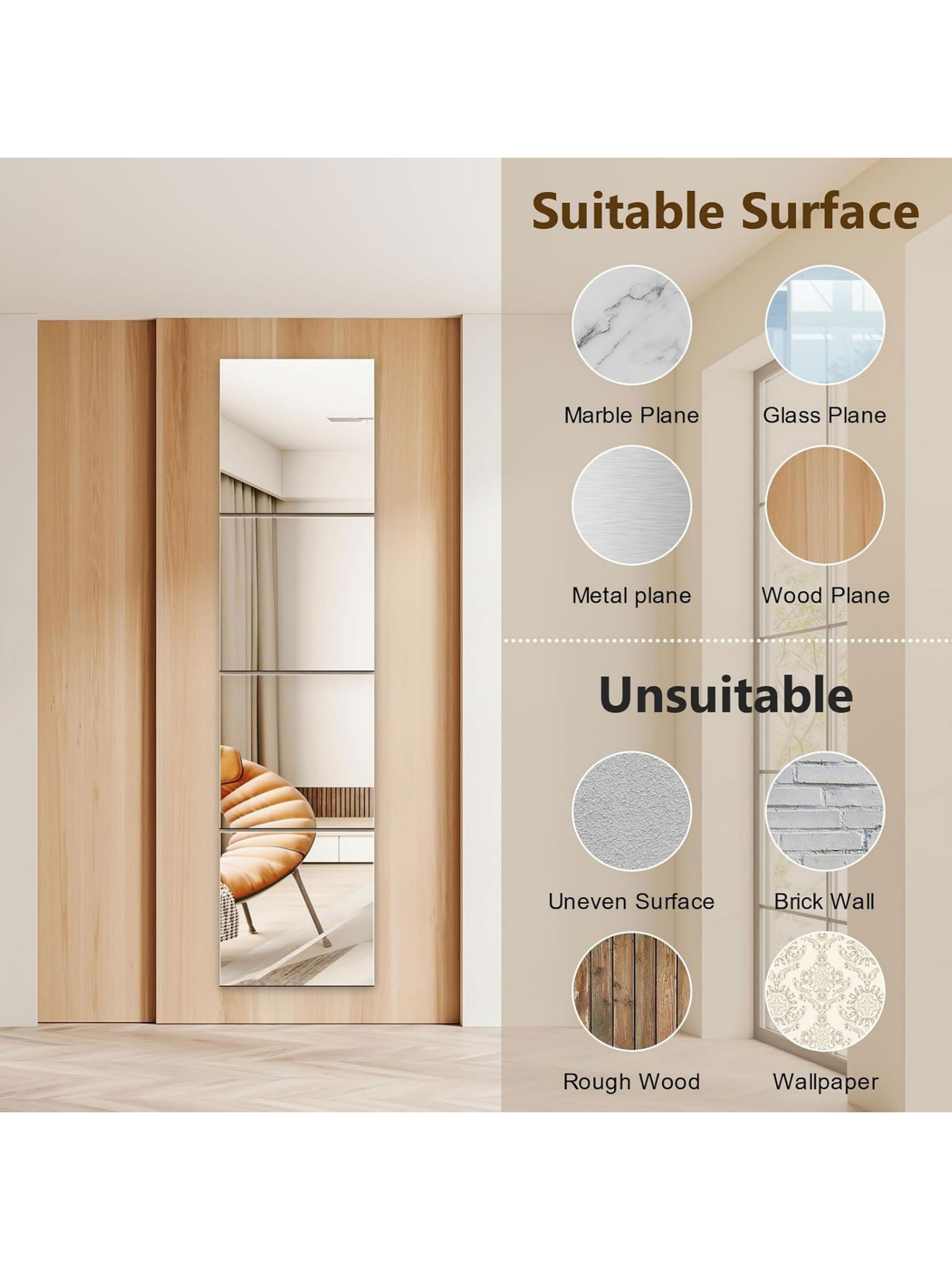 Modern Square Acrylic Wall Mirror (30x30cm)
