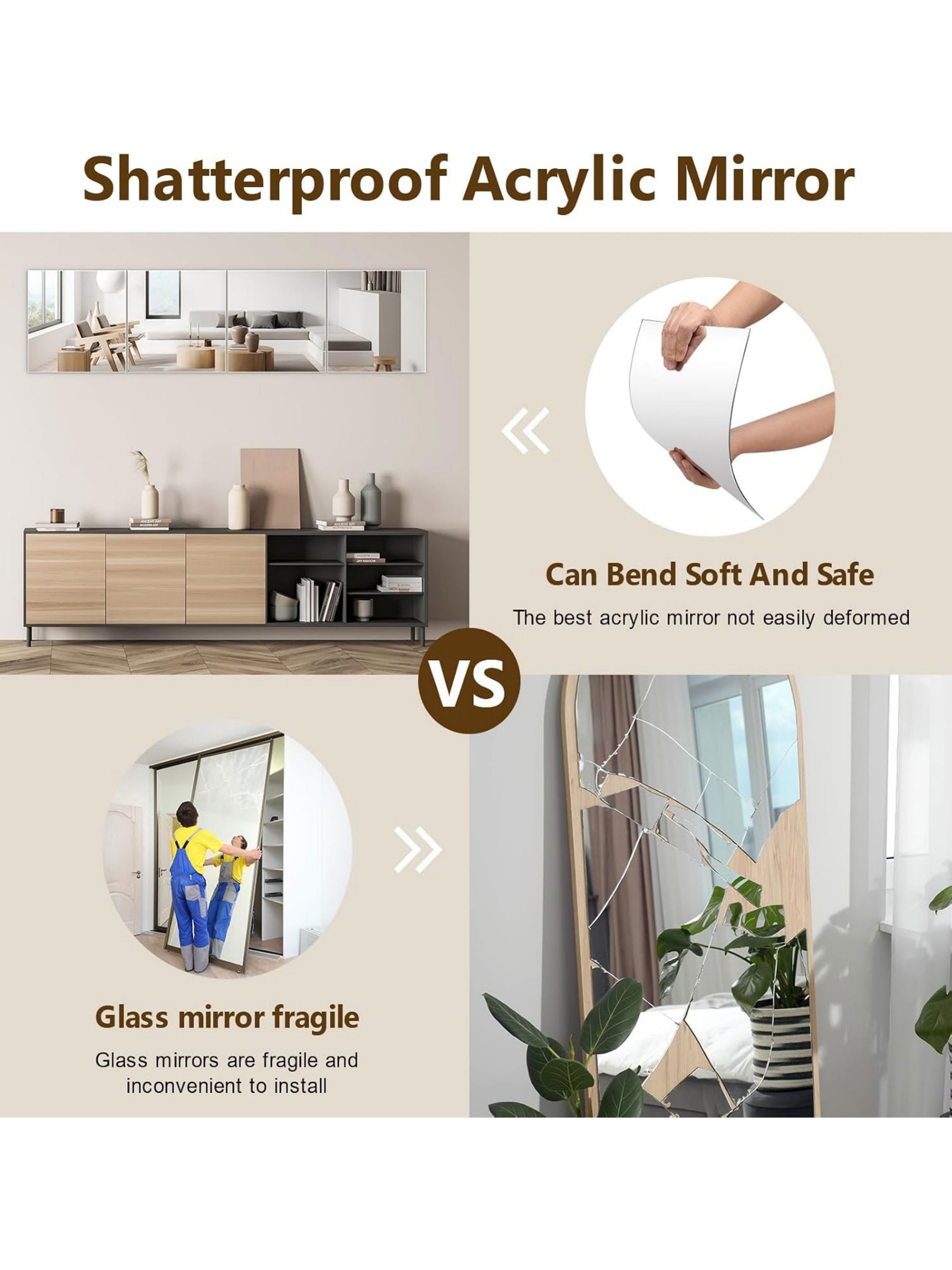 Modern Square Acrylic Wall Mirror (30x30cm)