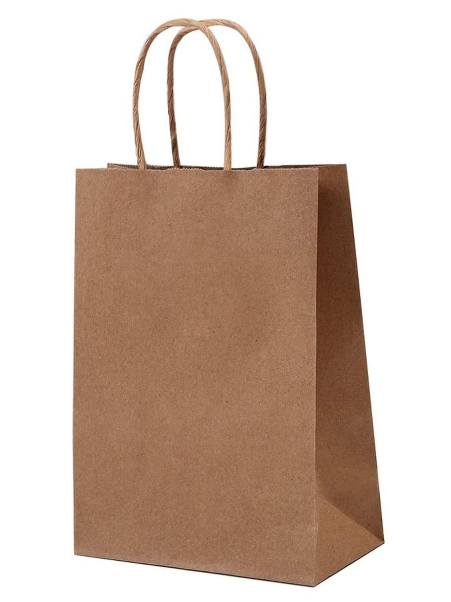 6-Piece Kraft Paper Bag Brown with Twisted Handle 27X21X11 cm