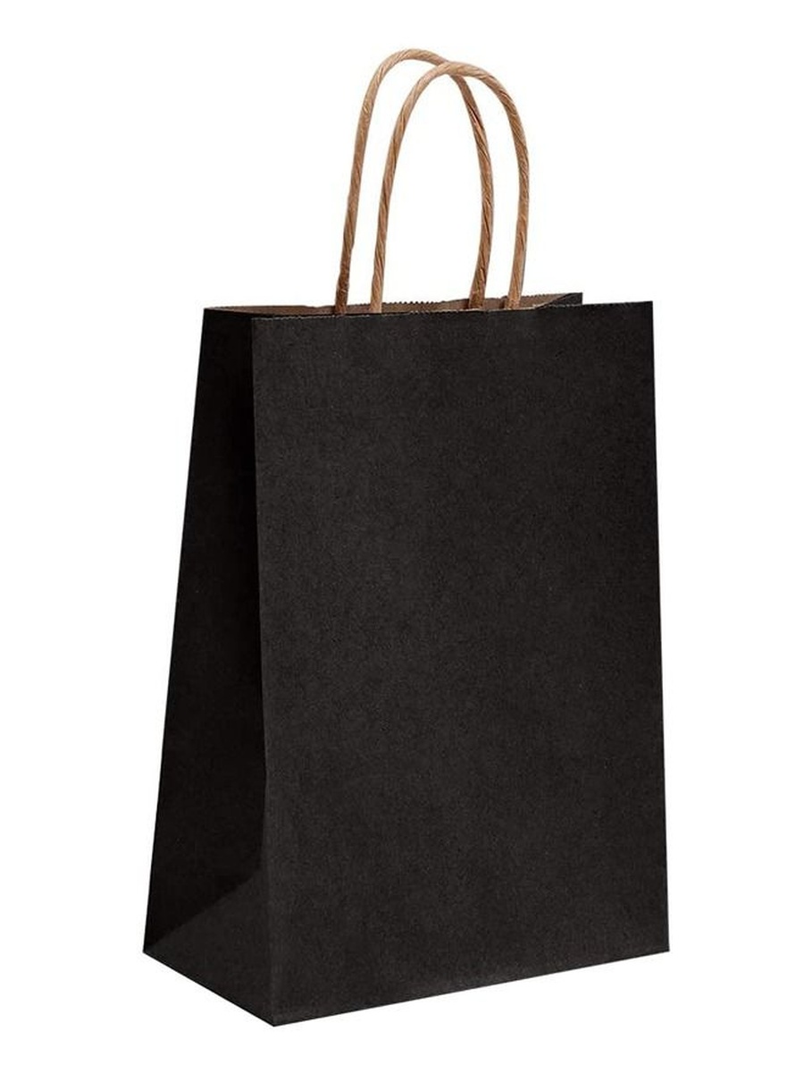 8-Pieces Kraft Paper Bag Black with Twisted Handle 33X26X12 cm