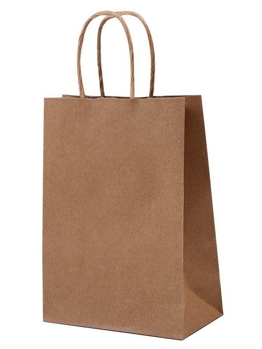 8-Piece Twisted Handles Paper Bag Set 31x42x12cm Brown