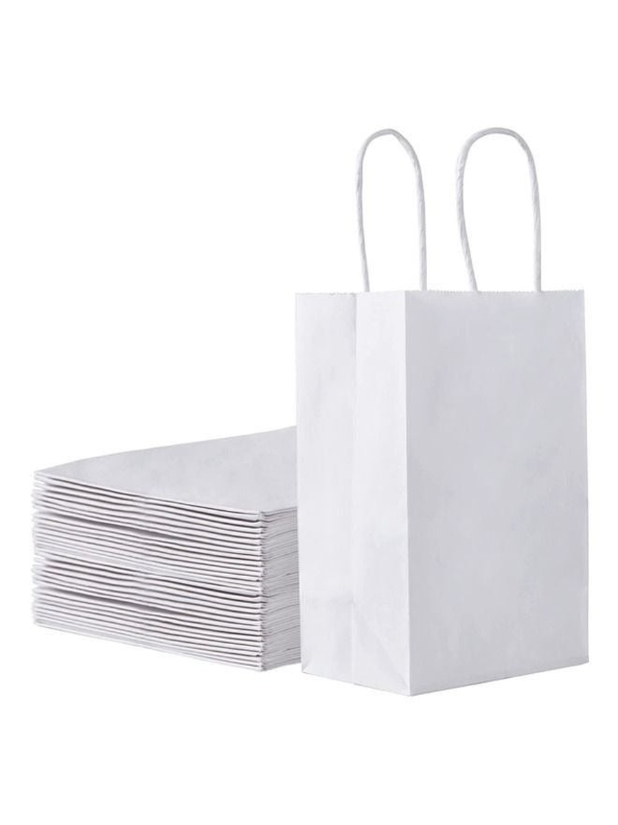 8-Piece Twisted Handles Paper Bag Set White 31x42x12cm