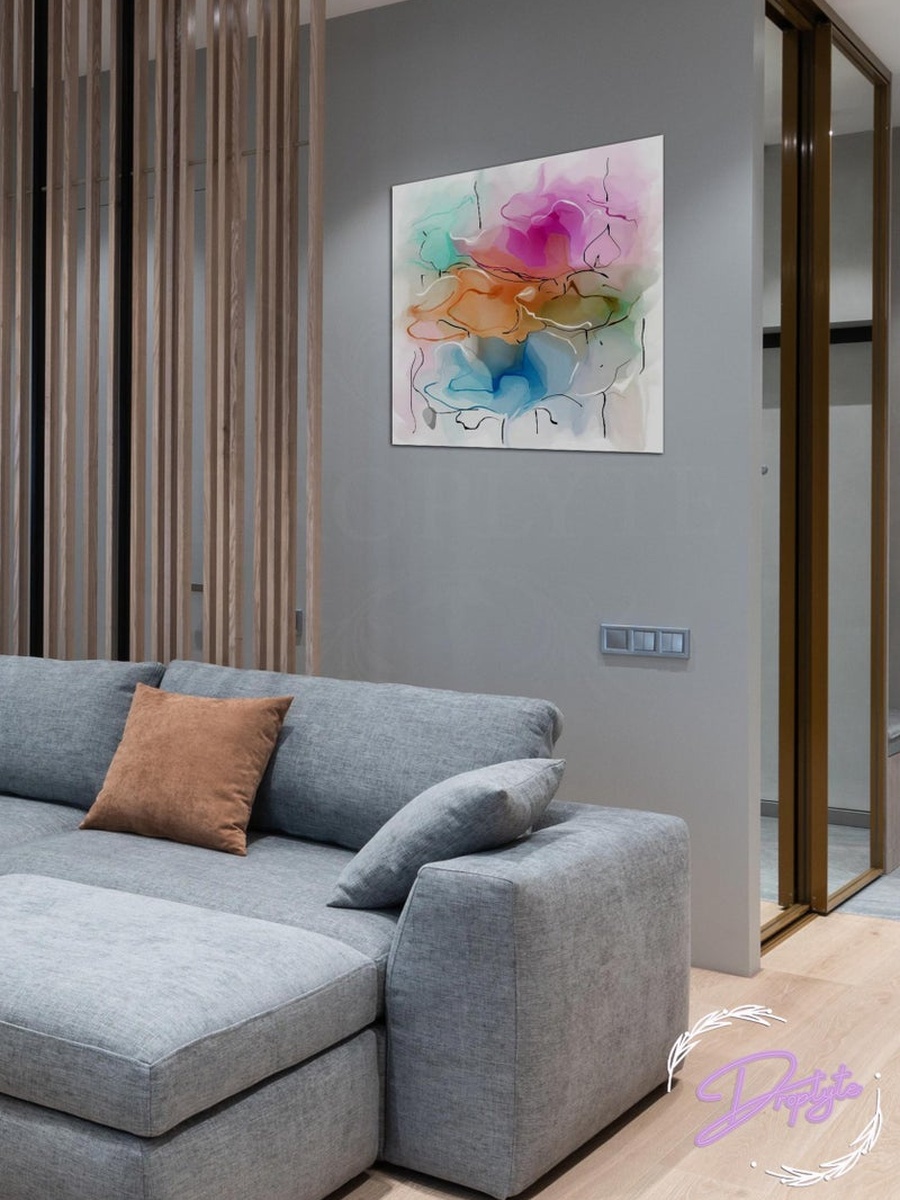 Multicolor Abstract Watercolor Painting Decorative Wall Art, 30CM x 30CM