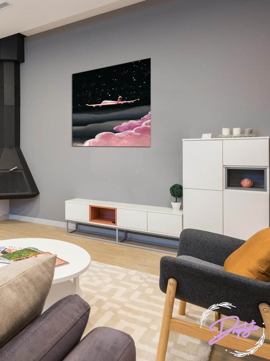 Pink Plane Digital Painting Decorative Wall Art, 30CM x 30CM