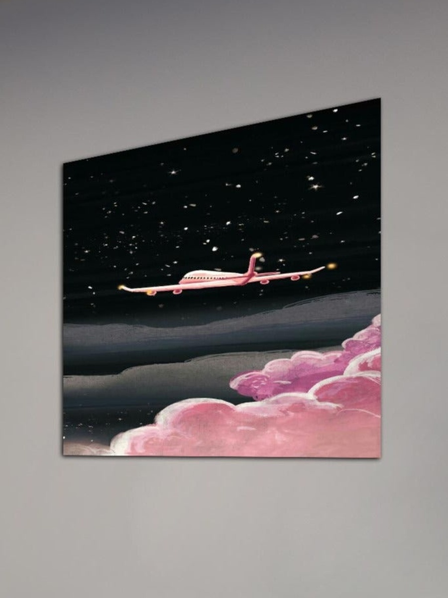 Pink Plane Digital Painting Decorative Wall Art, 30CM x 30CM