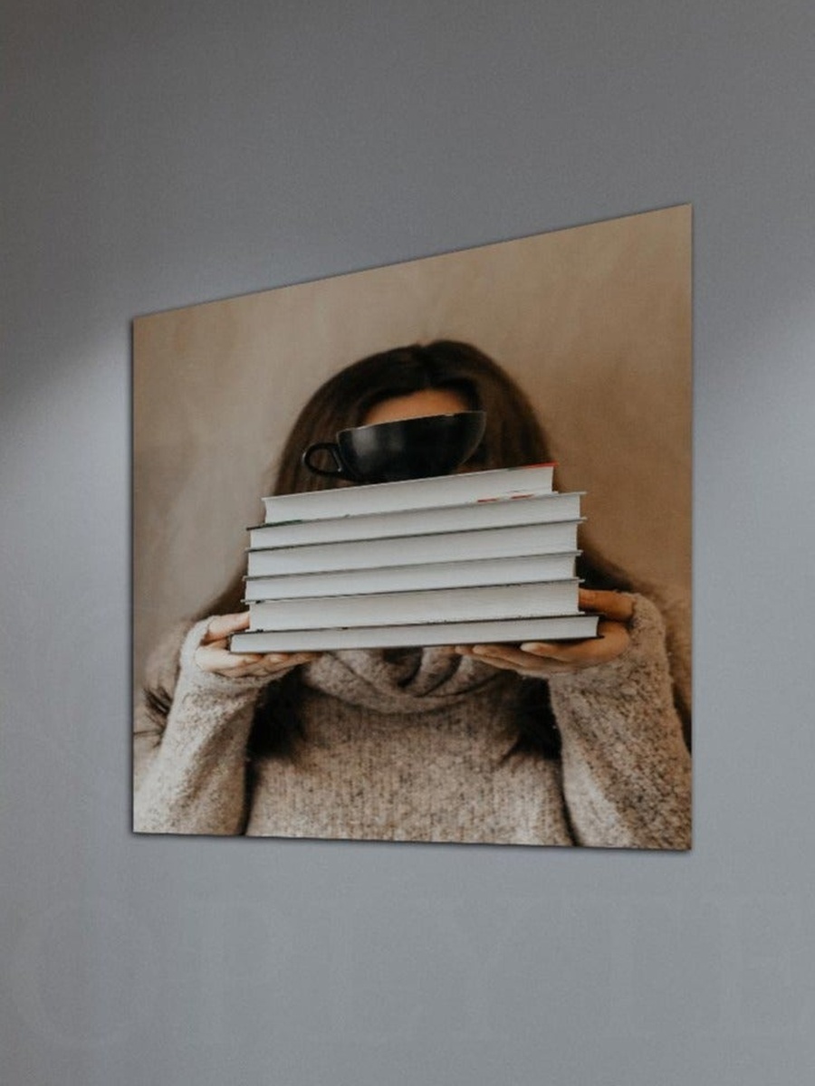 Books and Coffee Cup Hand Decorative Wall Art, 30CM x 30CM