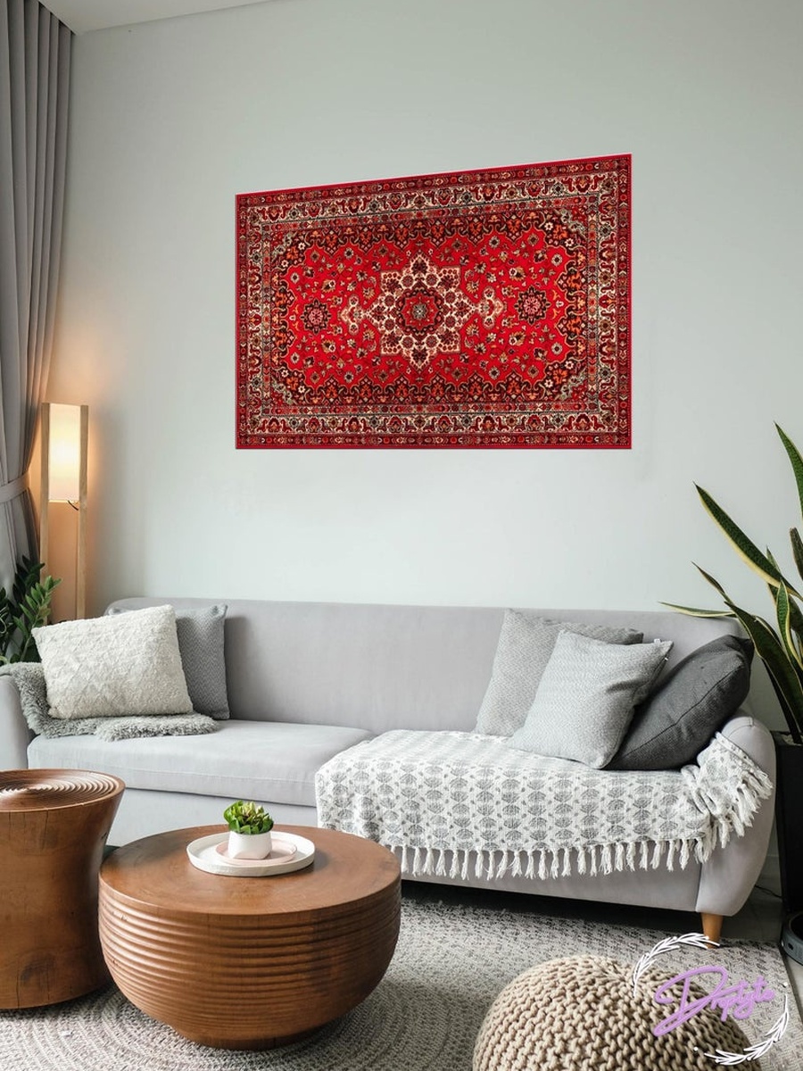 Persian Red Carpet Pattern Texture Decorative Wall Art, 60CM x 40CM