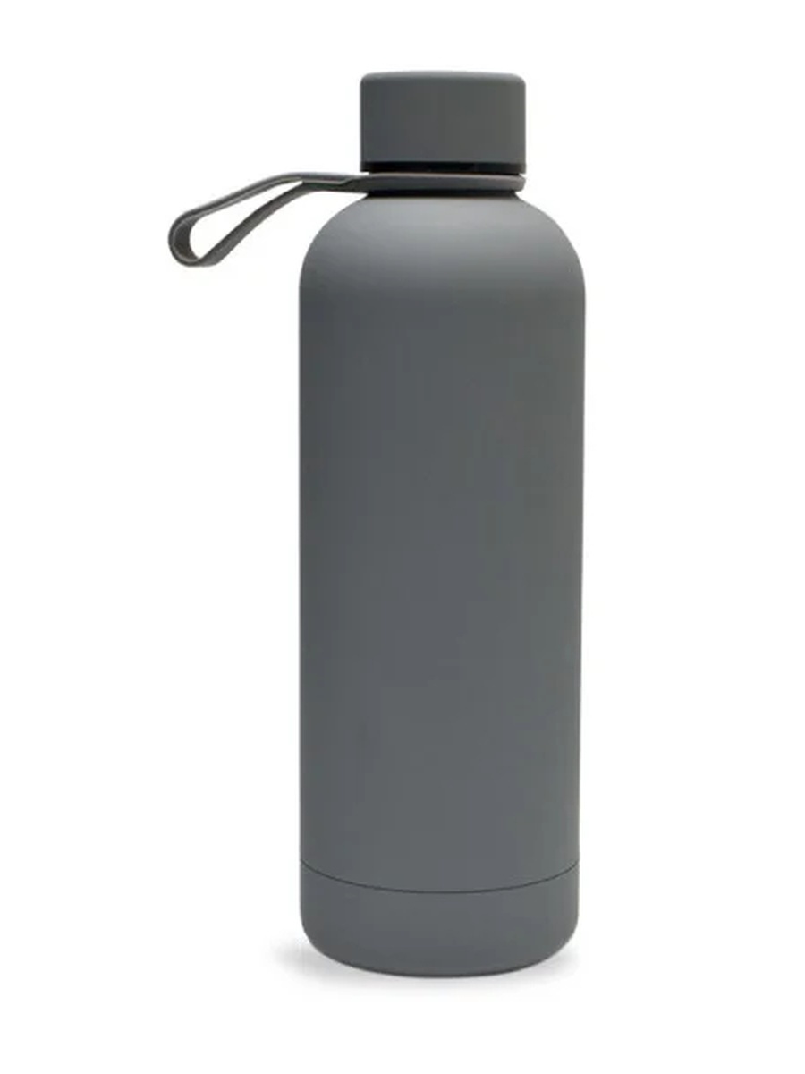 Grey Stainless Steel Water Bottle with Loop Handle, 500ml