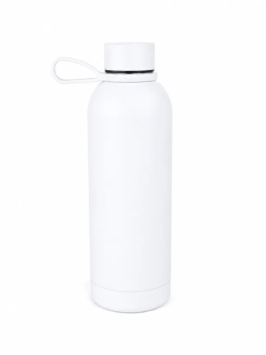 White Stainless Steel Water Bottle with Loop Handle, 500ml