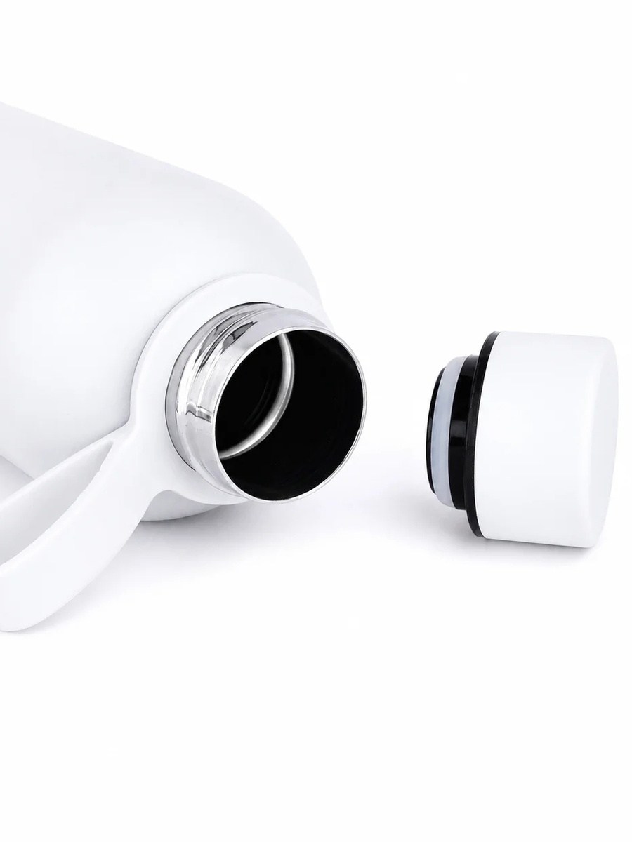 White Stainless Steel Water Bottle with Loop Handle, 500ml