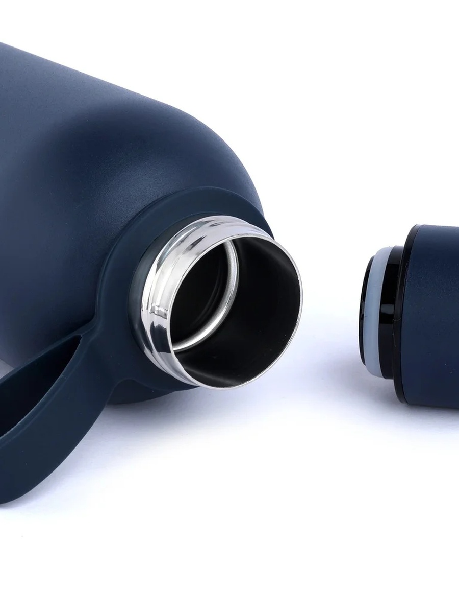 Navy Blue Stainless Steel Water Bottle with Handle, 500ml