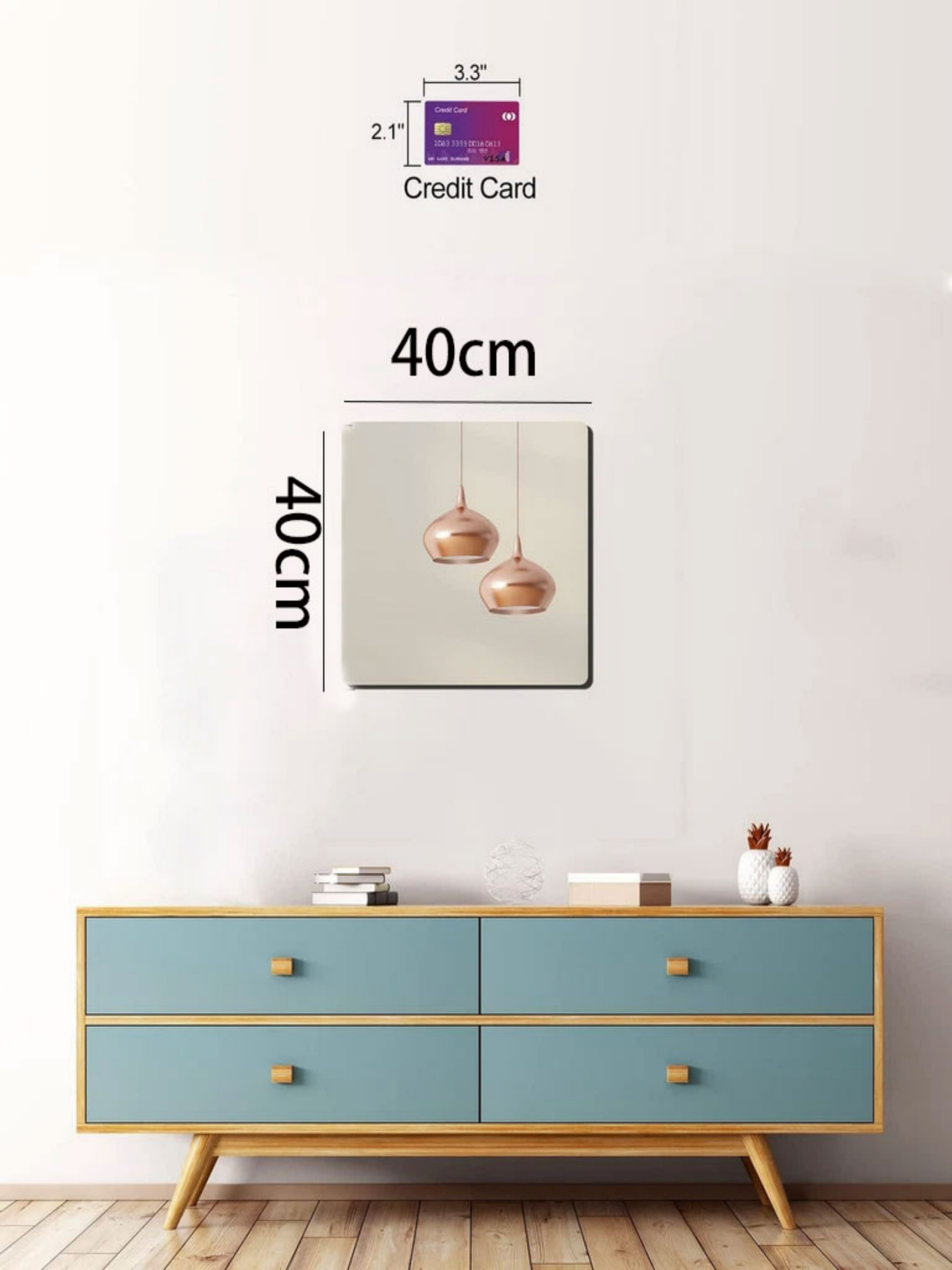 Square Acrylic Wall Mirror for Bathroom Decor - 40x40cm