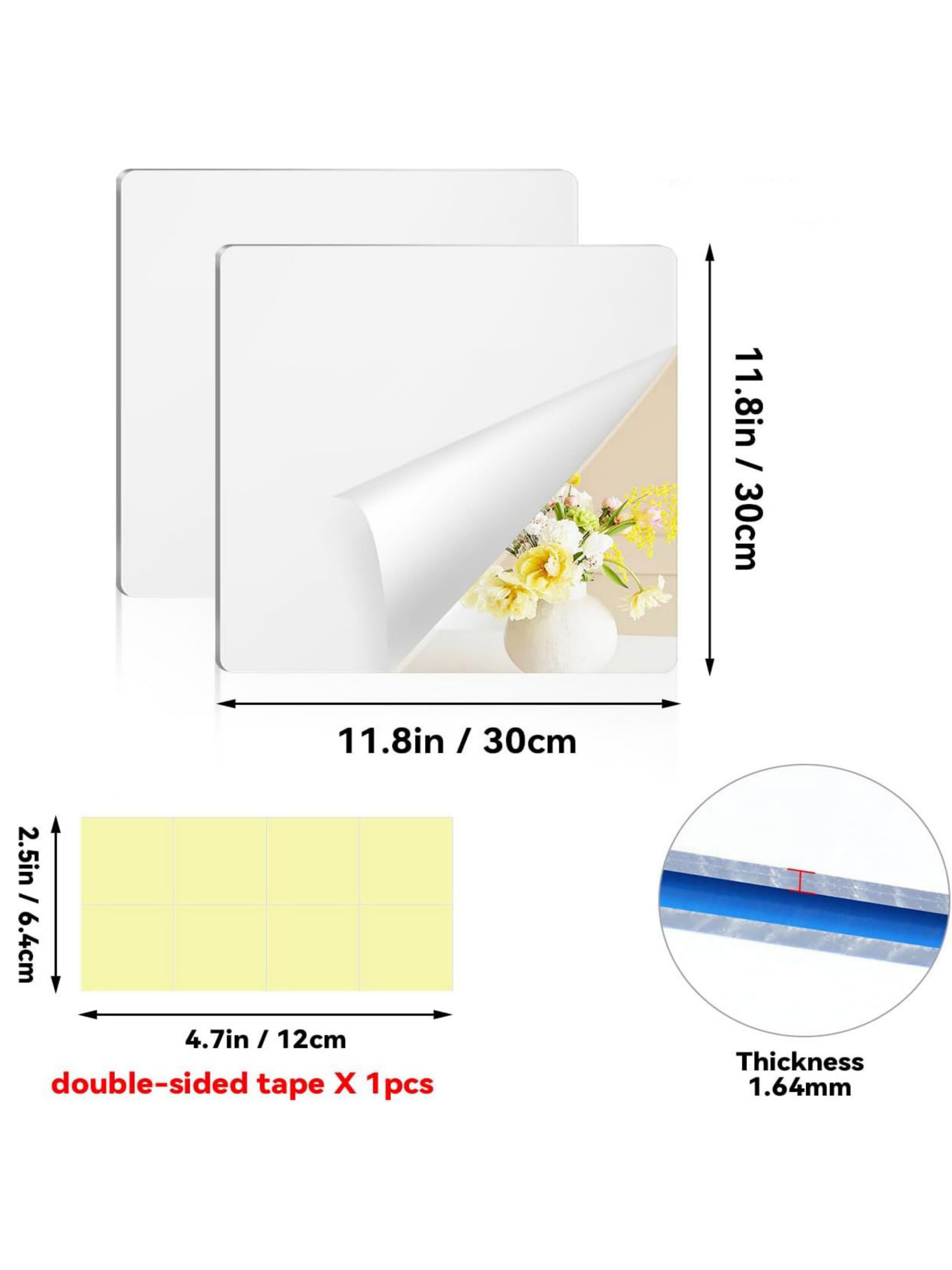 Acrylic Square Wall Mirrors with Rounded Corners
