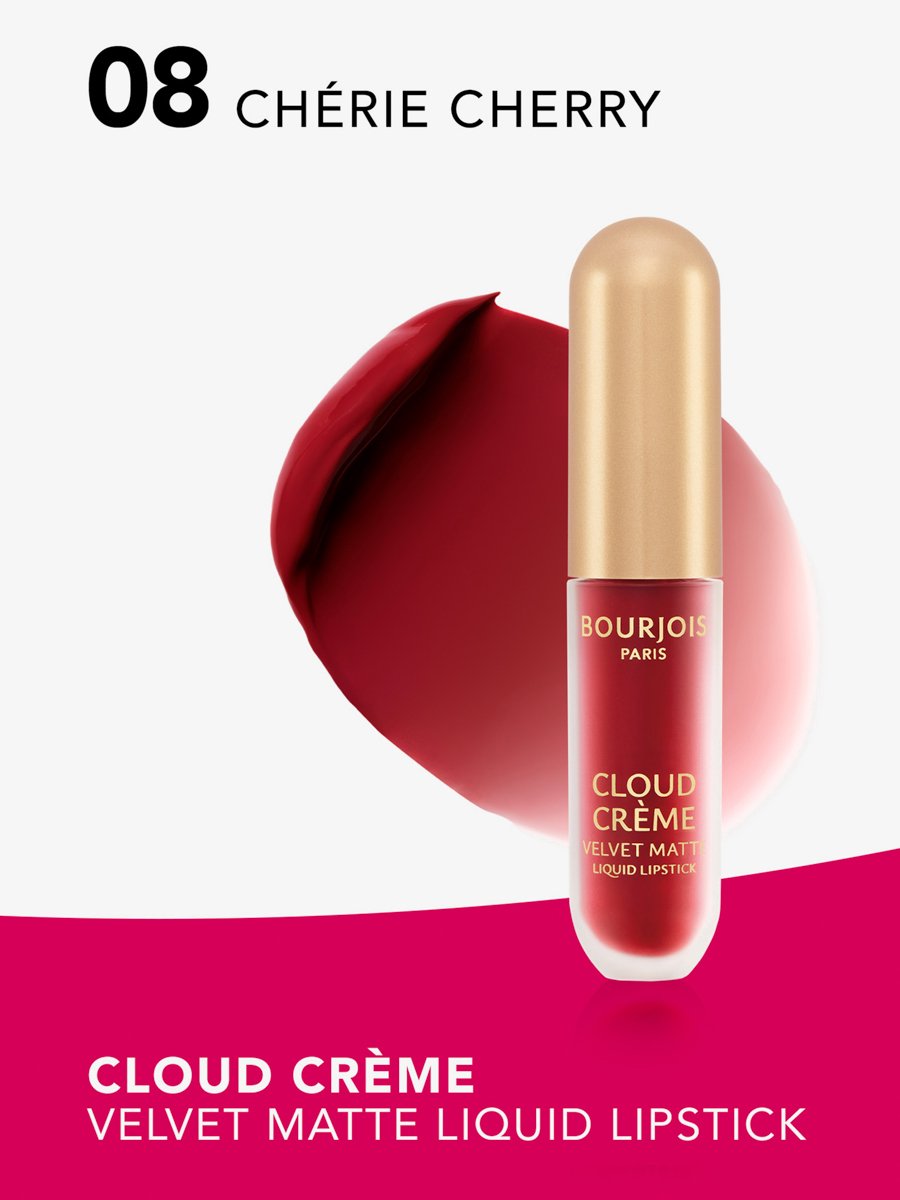 Cloud Creme Velvet Matte Liquid Lipstick - 08 - Chérie Cherry, 3Ml