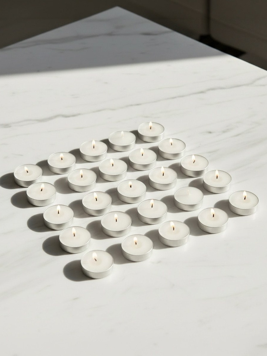 Alice 100-Piece Unscented Pressed Tealight Candle Set - 3.5 burning hours