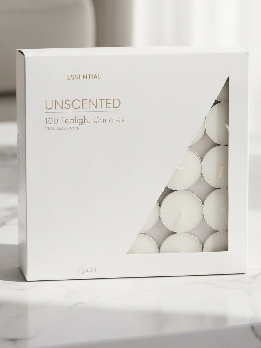 Alice 100-Piece Unscented Pressed Tealight Candle Set - 3.5 burning hours