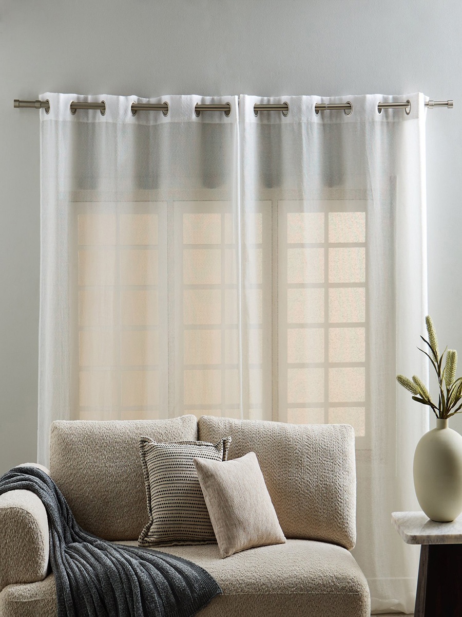 End to End 25mm Ceiling Wall Mount Extendable Single Curtain Rod with Brackets - 157- 457 cm