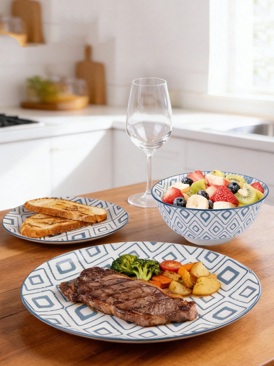 Oliver 18-Piece Geo Porcelain Dinner Set - Serves 6