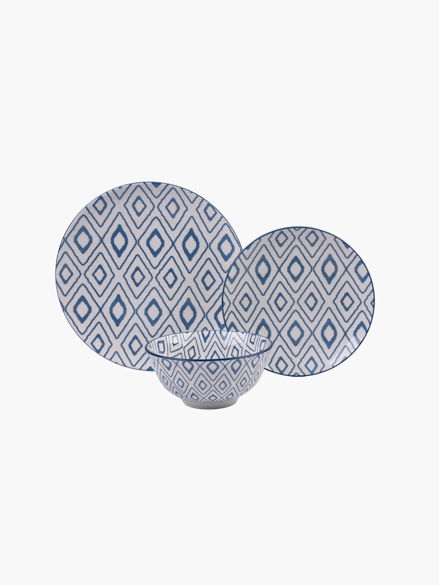 Oliver 18-Piece Geo Porcelain Dinner Set - Serves 6
