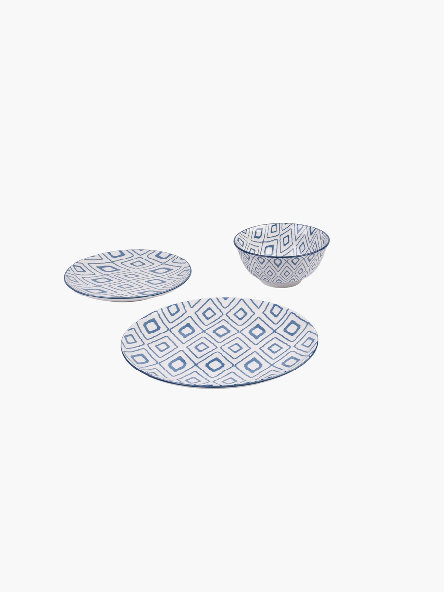 Oliver 18-Piece Geo Porcelain Dinner Set - Serves 6