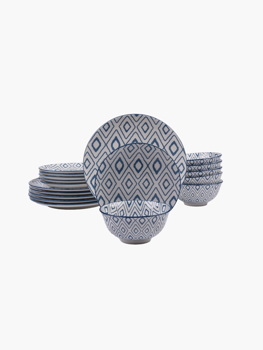 Oliver 18-Piece Geo Porcelain Dinner Set - Serves 6