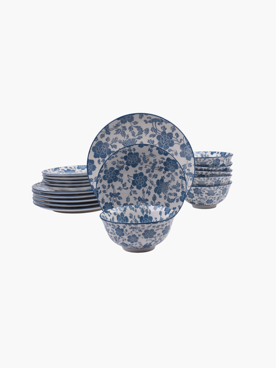 Oliver 18-Piece Floral Porcelain Dinner Set - Serves 6