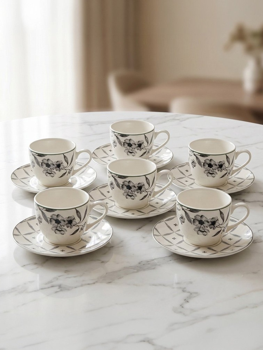 Zahra Windflower 12-Piece Espresso Set - 90 ml
