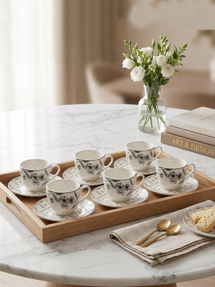 Zahra Windflower 12-Piece Espresso Set - 90 ml