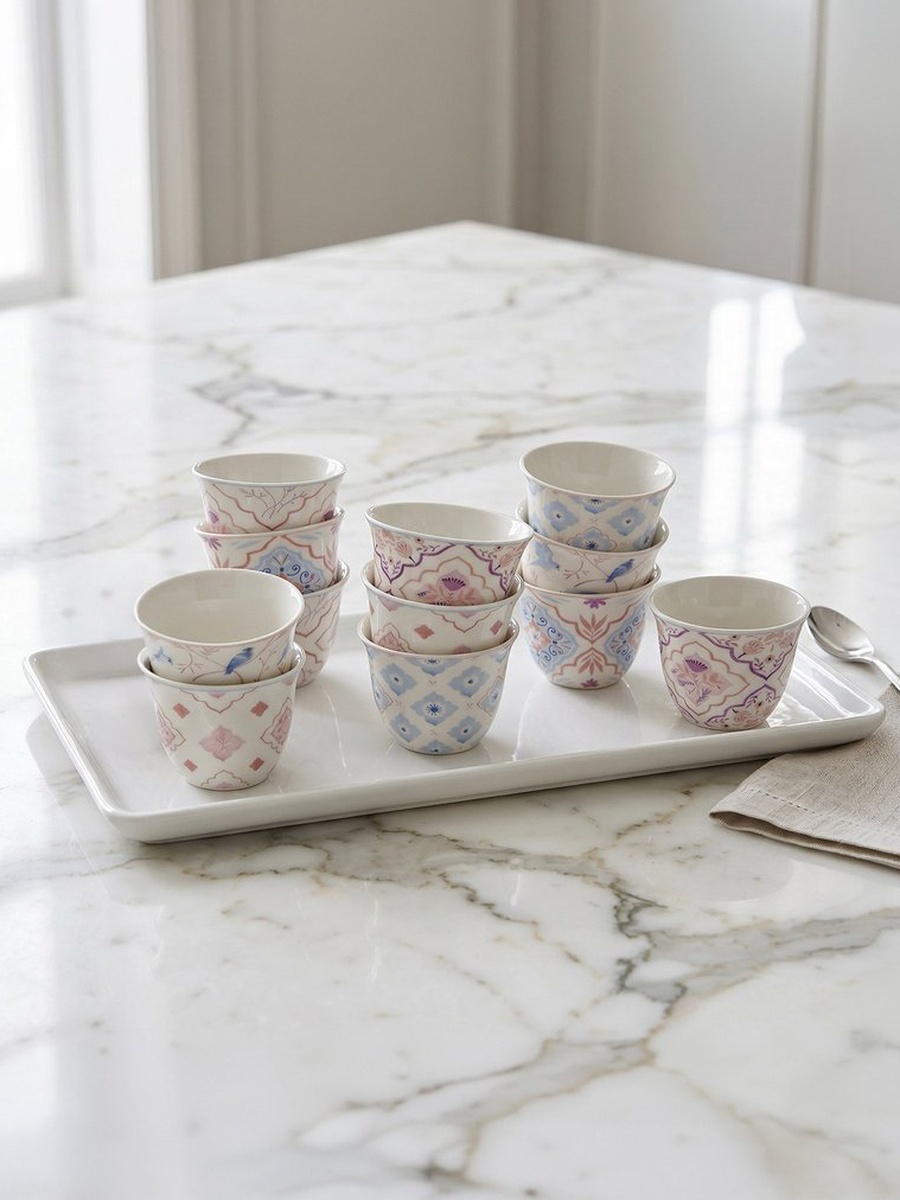 Zahra Pastel 12-Piece Kahwa Set - 80 ml