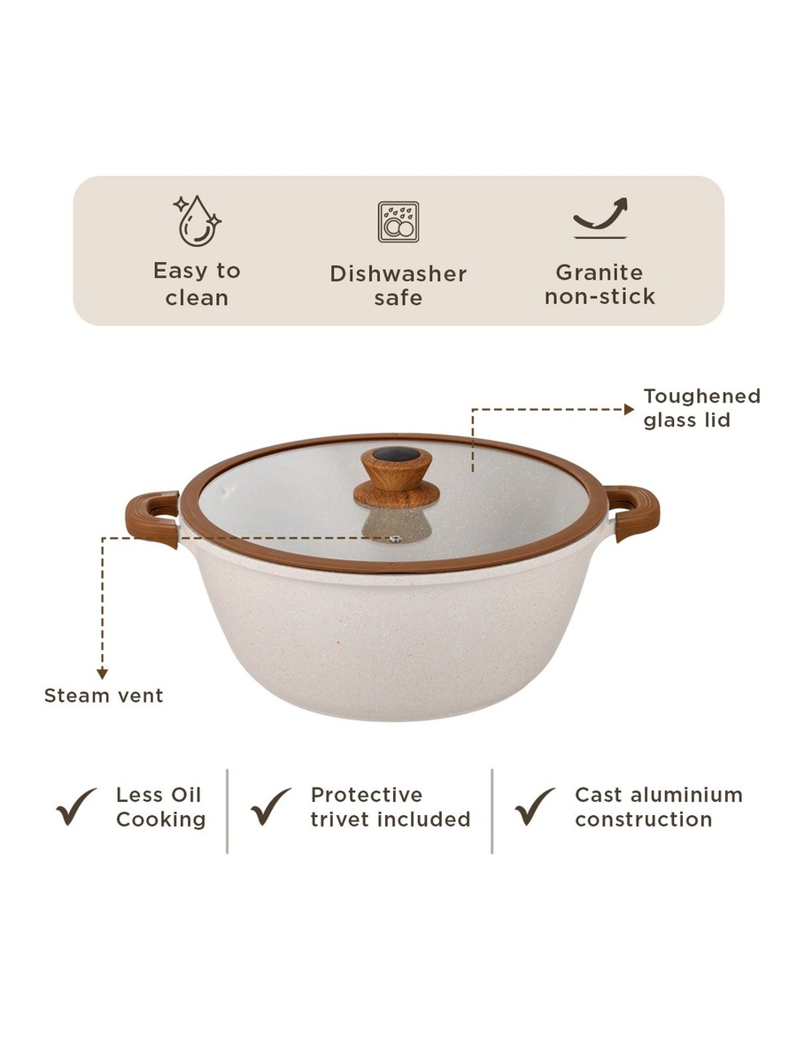 La Natura Deep Casserole with Lid and Trivet - 32 cm