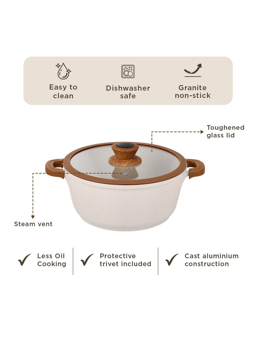 La Natura Deep Casserole with Lid and Trivet - 20 cm