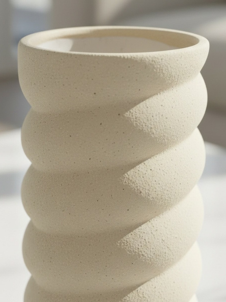 Sansa Riwaq Umber Ceramic Decorative Vase - 12x12x34.5 cm