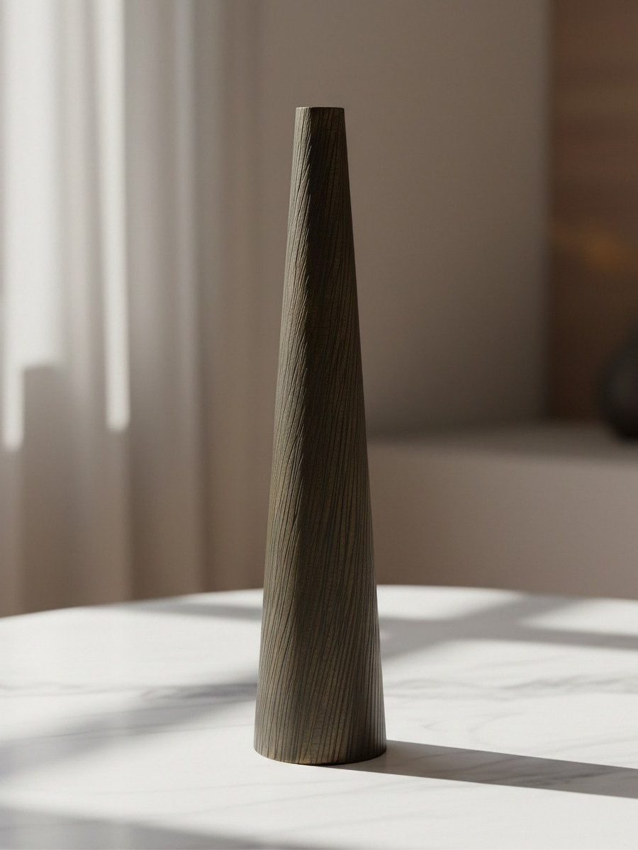 Monochrome Ausie Aluminium Streaks Effect Tall Vase - 13.5x13.5x65.5 cm