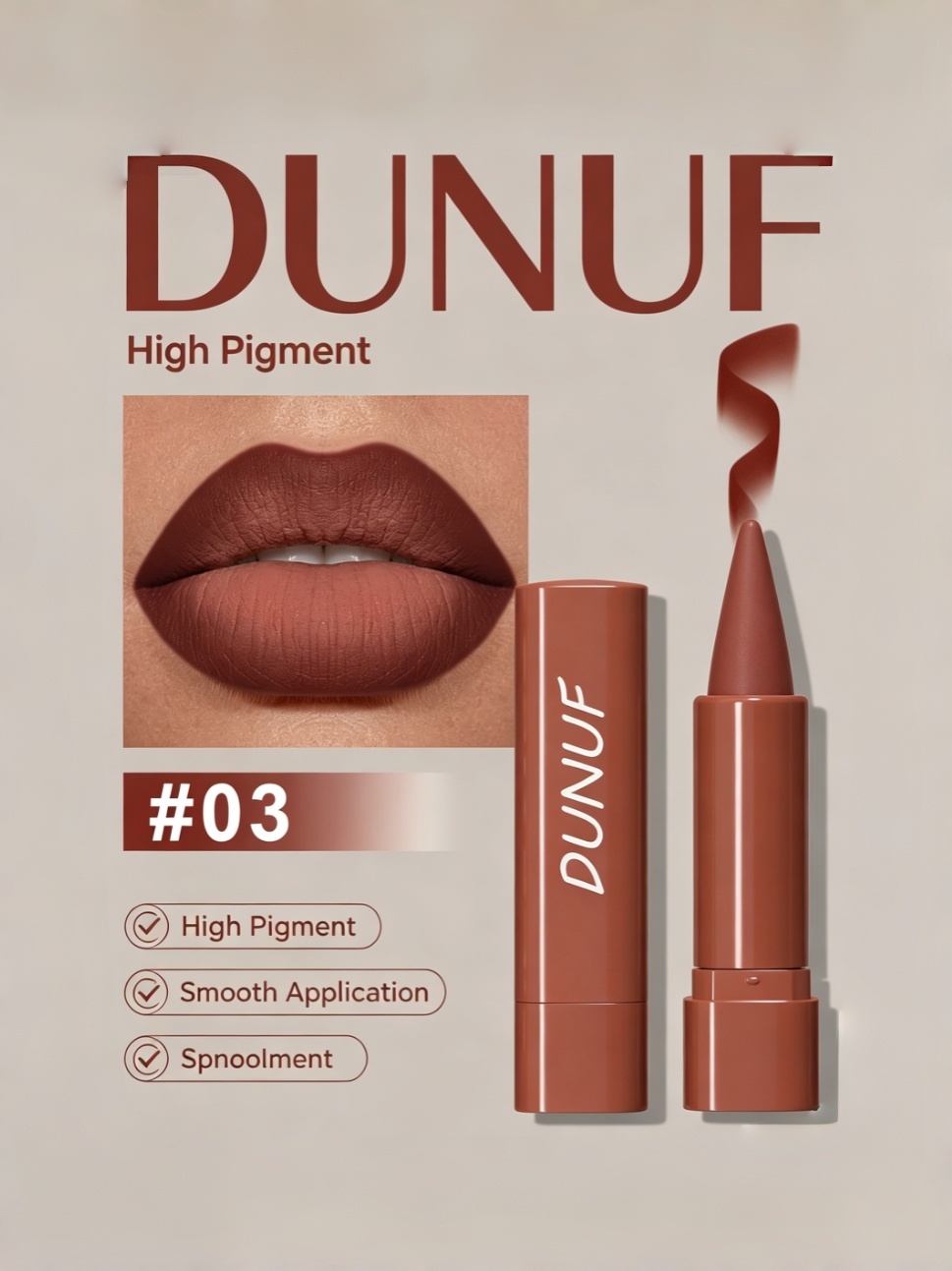 Velvet Matte Warm Brown Lipstick