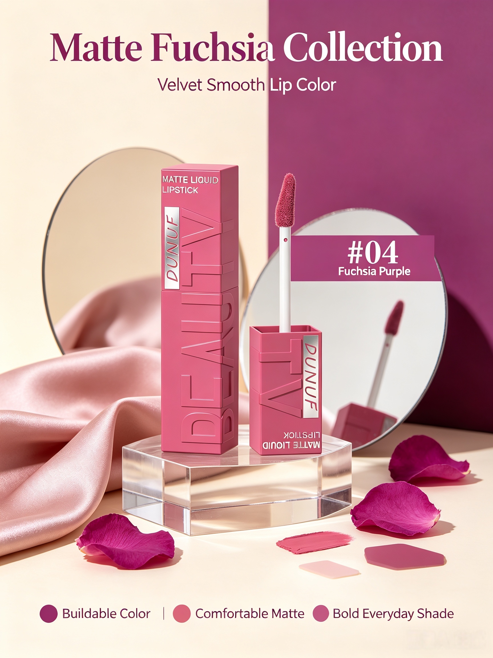 04 Fuchsia Purple Matte Liquid Lipstick