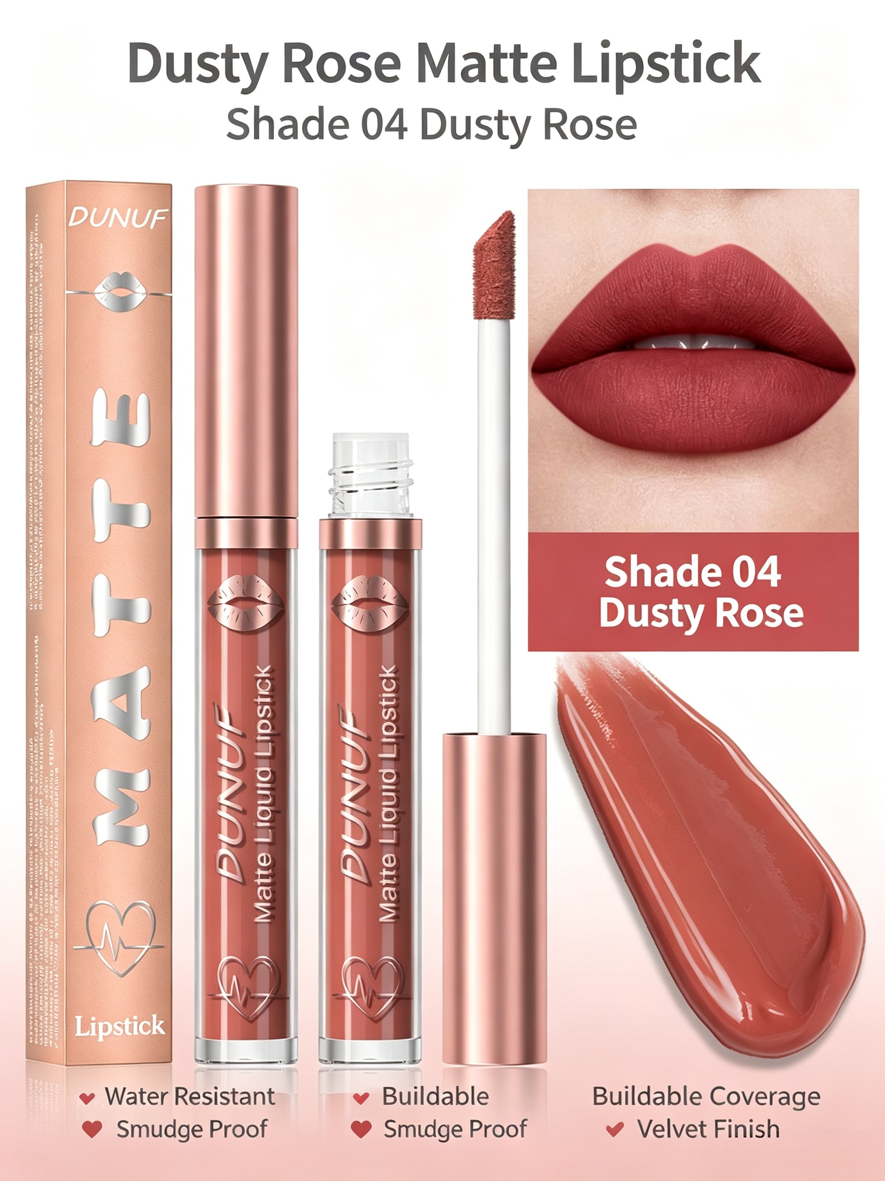 Velvet Matte Liquid Lipstick - Shade 04 Dusty Rose