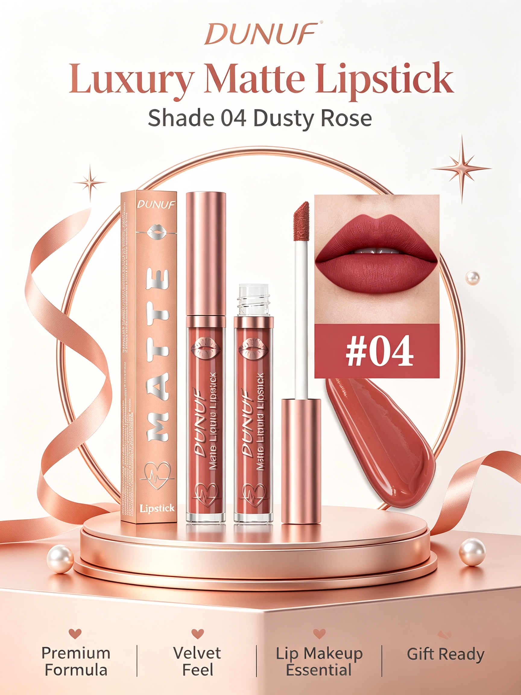 Velvet Matte Liquid Lipstick - Shade 04 Dusty Rose