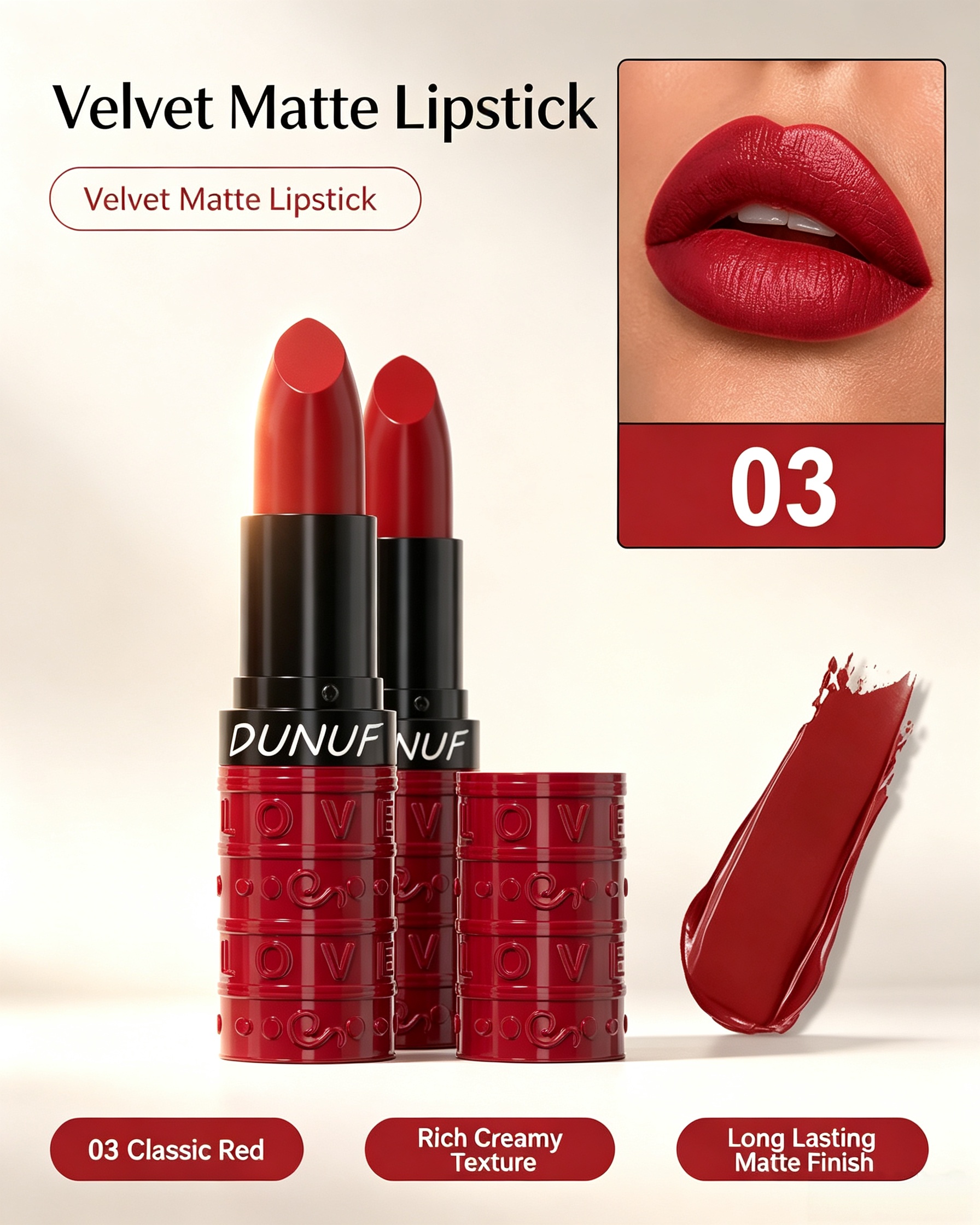 Velvet Matte Red Lipstick