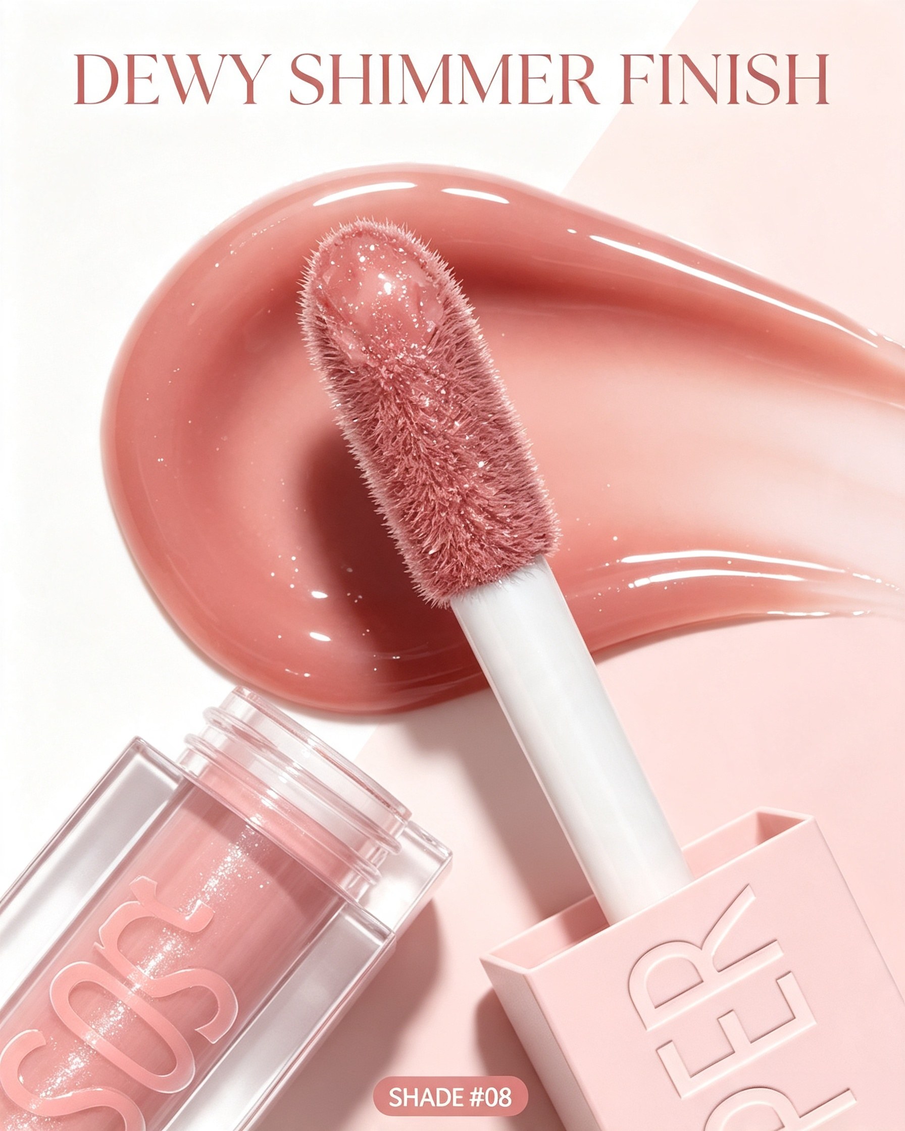 Dewy Shimmer Pink Lip Gloss Shade 08