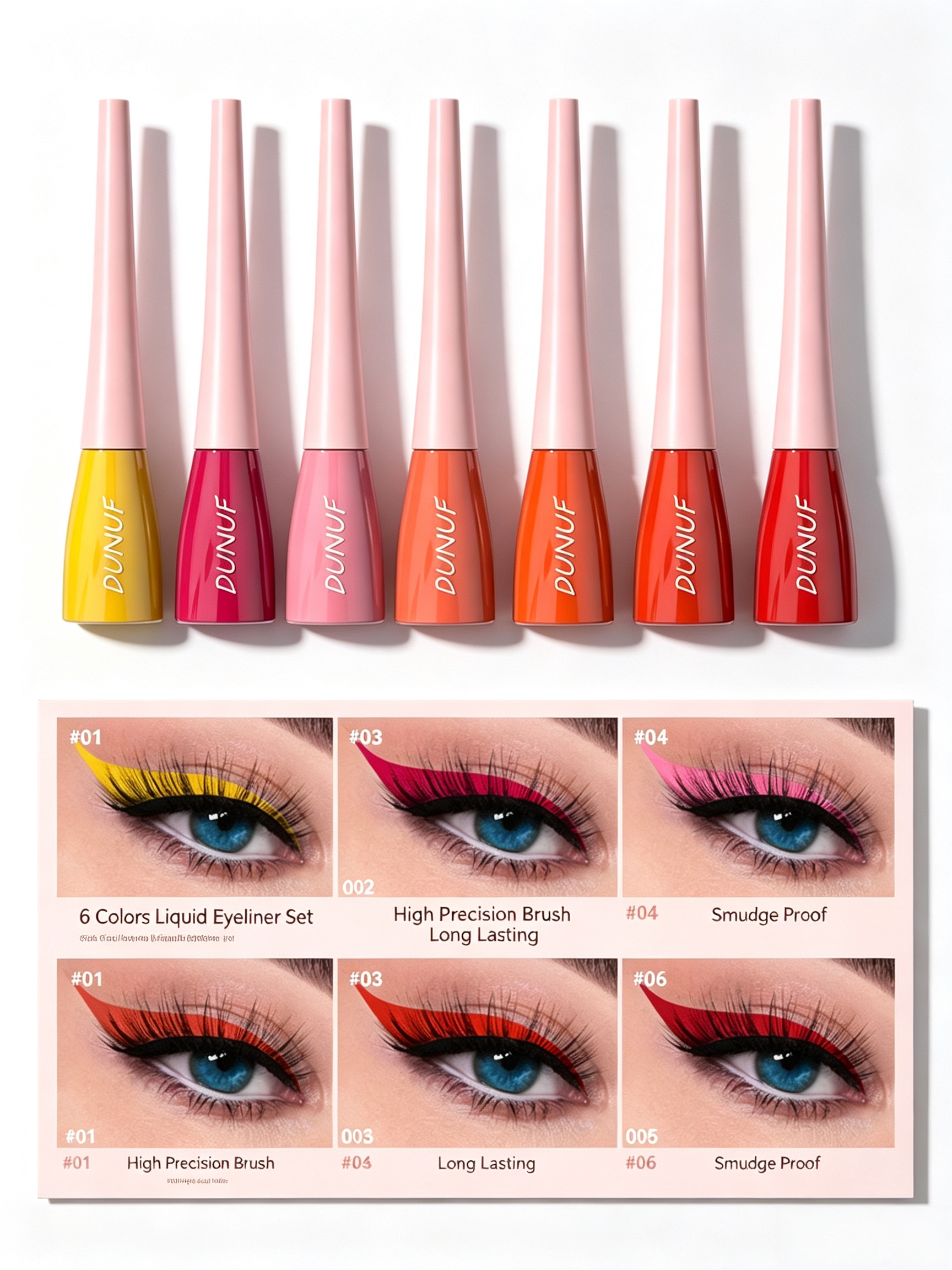 6-Color Liquid Eyeliner Set - High Precision, Long-Lasting and Smudge-Proof