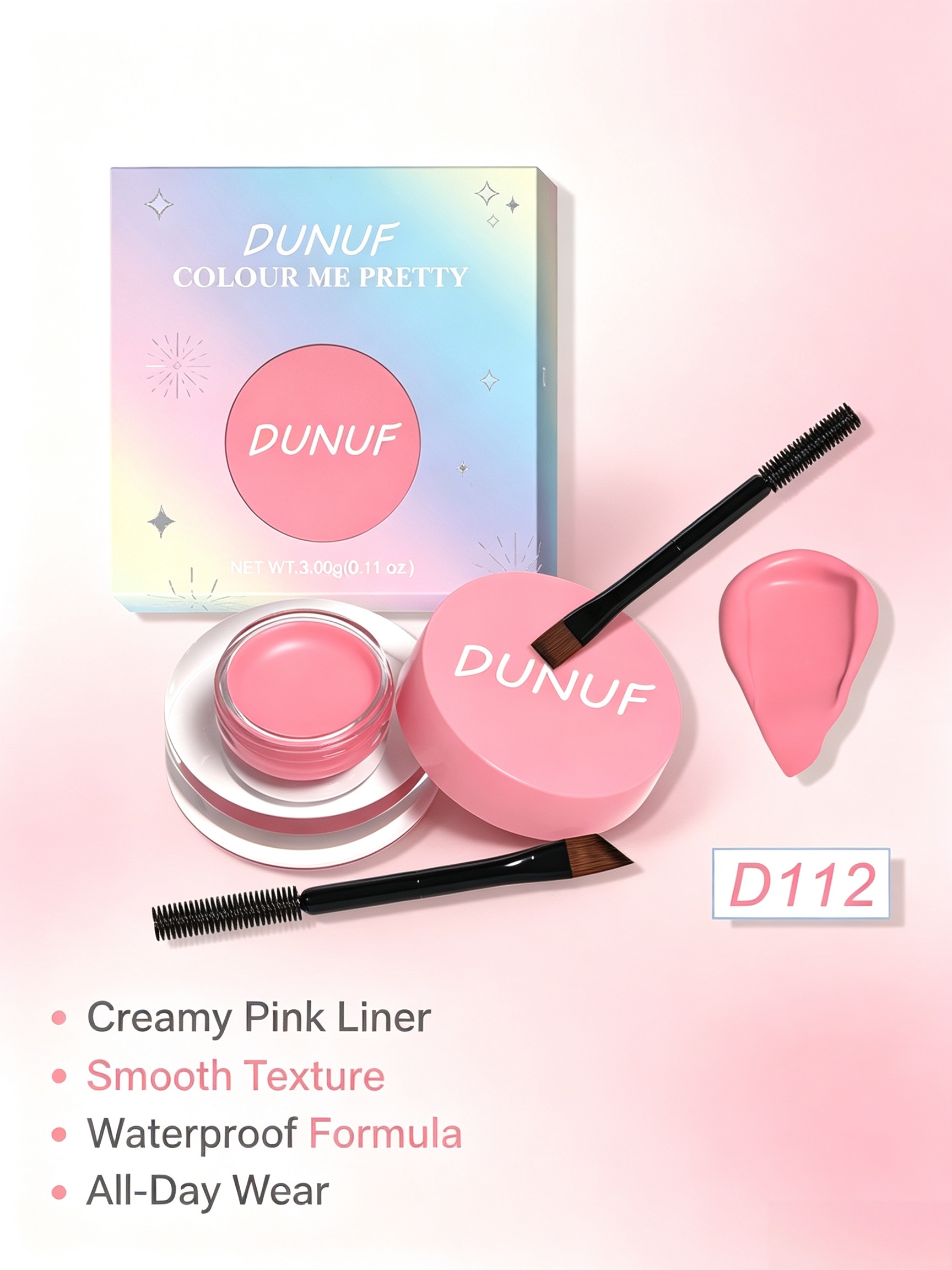 Long-Lasting Pink Eyeliner Cream - High Coverage, D112