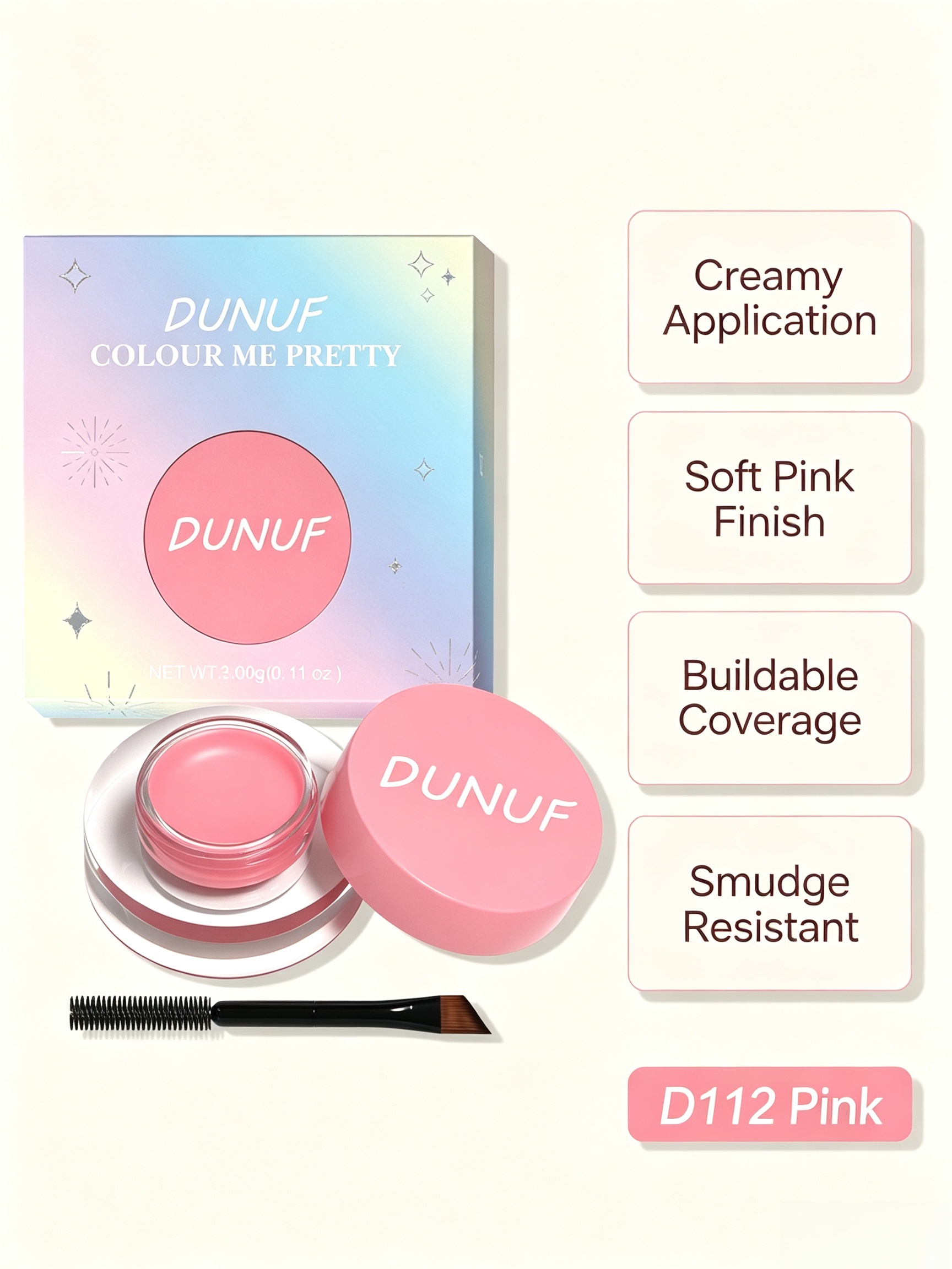 Long-Lasting Pink Eyeliner Cream - High Coverage, D112