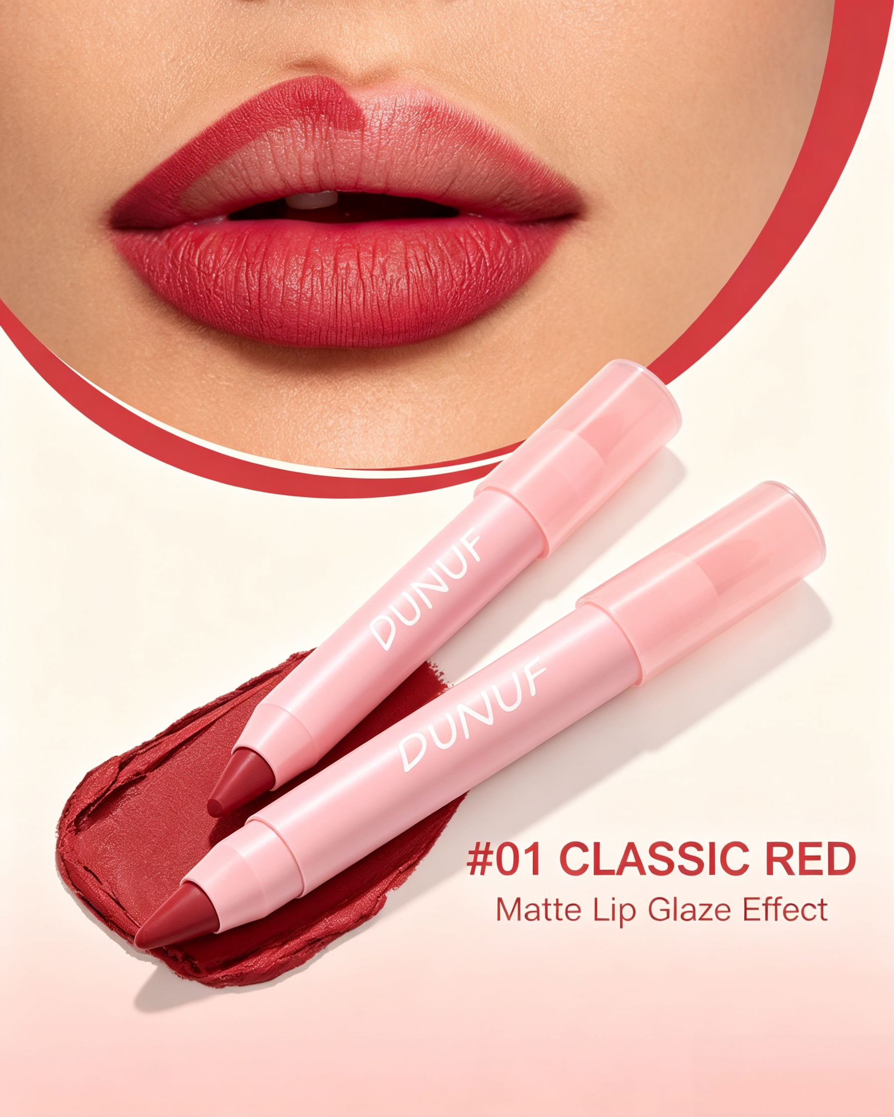 Matte Lip Glaze Effect, Classic Red