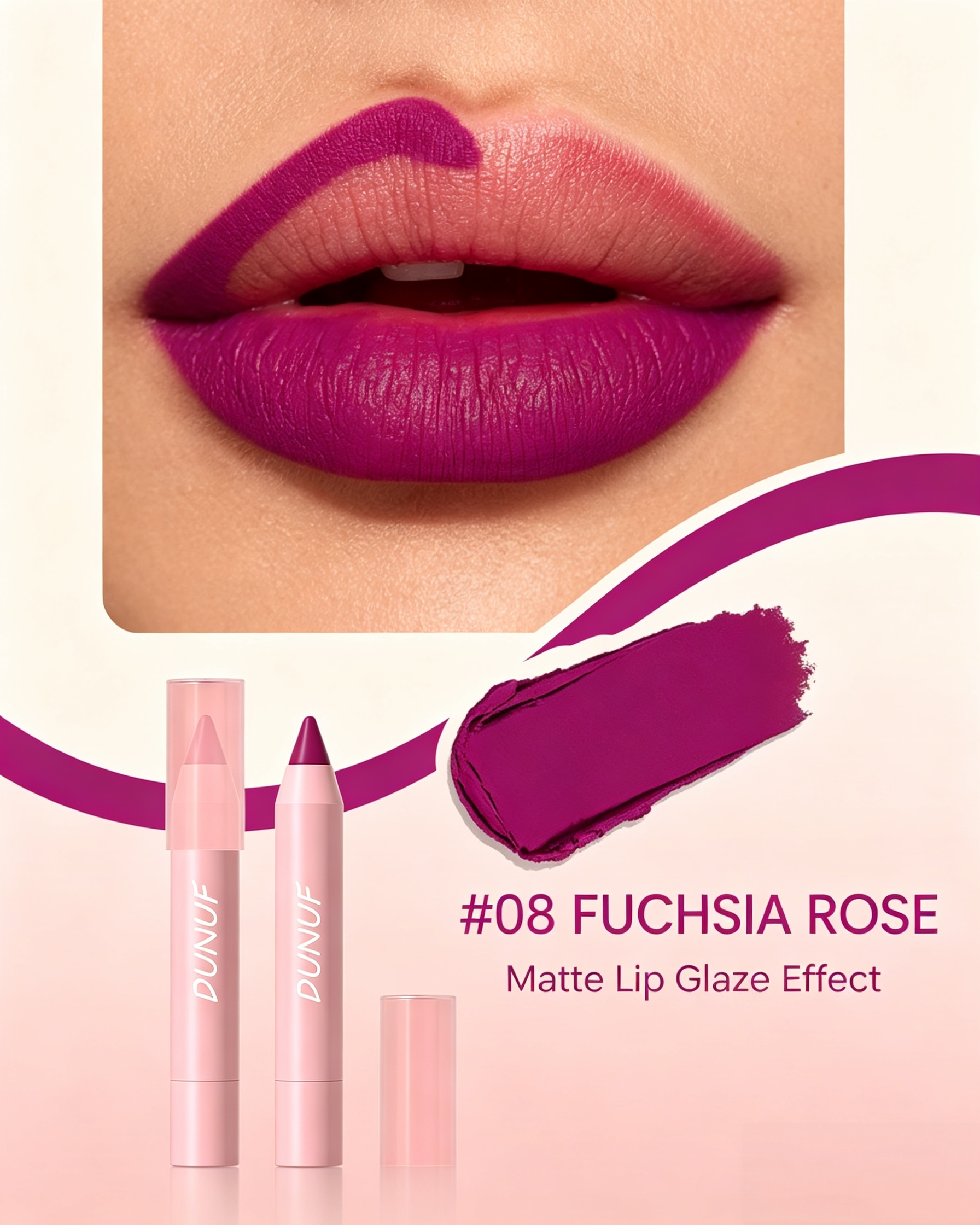 Matte Lip Glaze Effect, 08 Fuchsia Rose