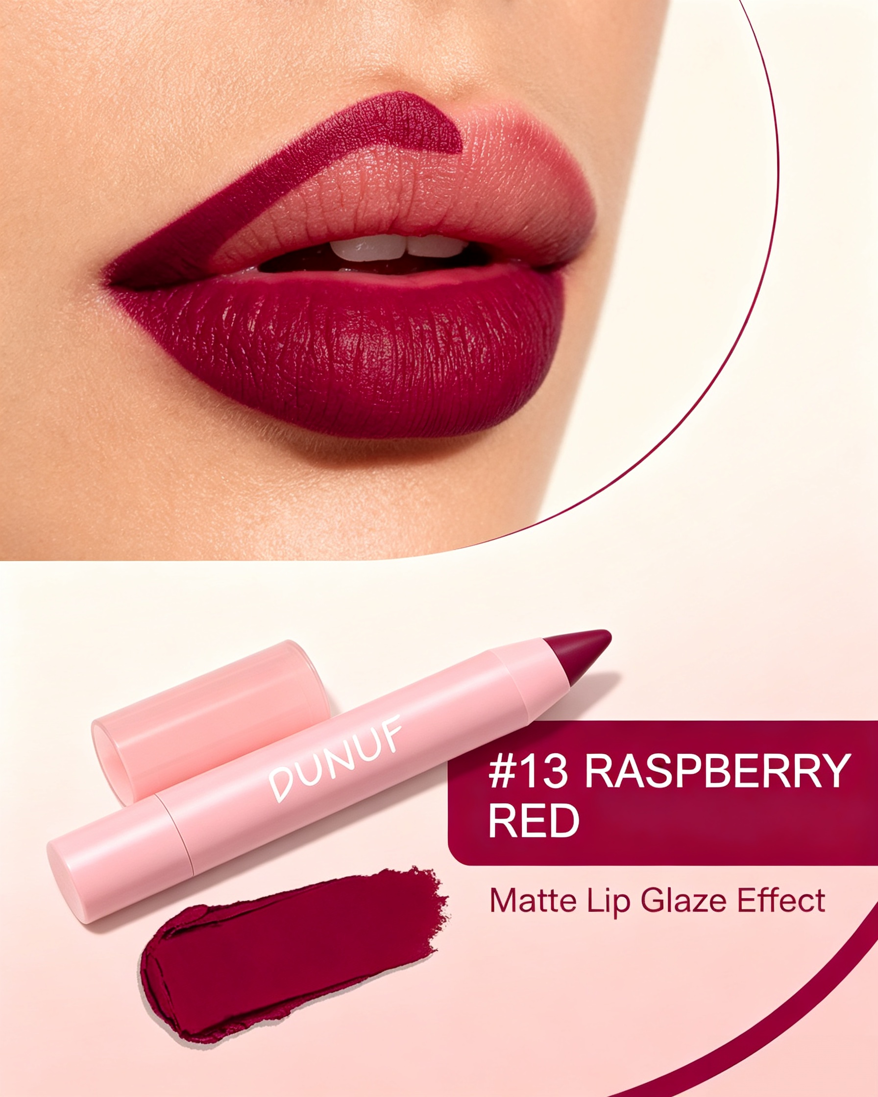 Matte Lip Glaze Effect, 13 Raspberry Red