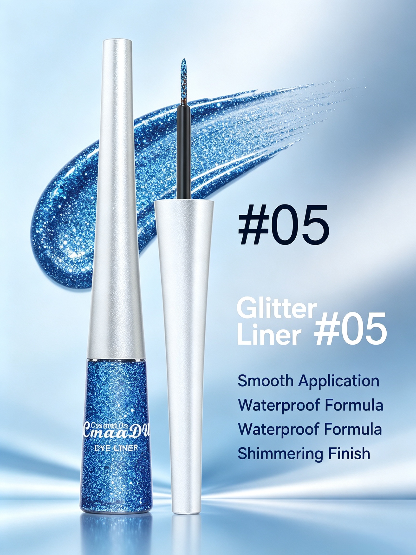 Blue Silver Glitter Liquid Eyeliner #05