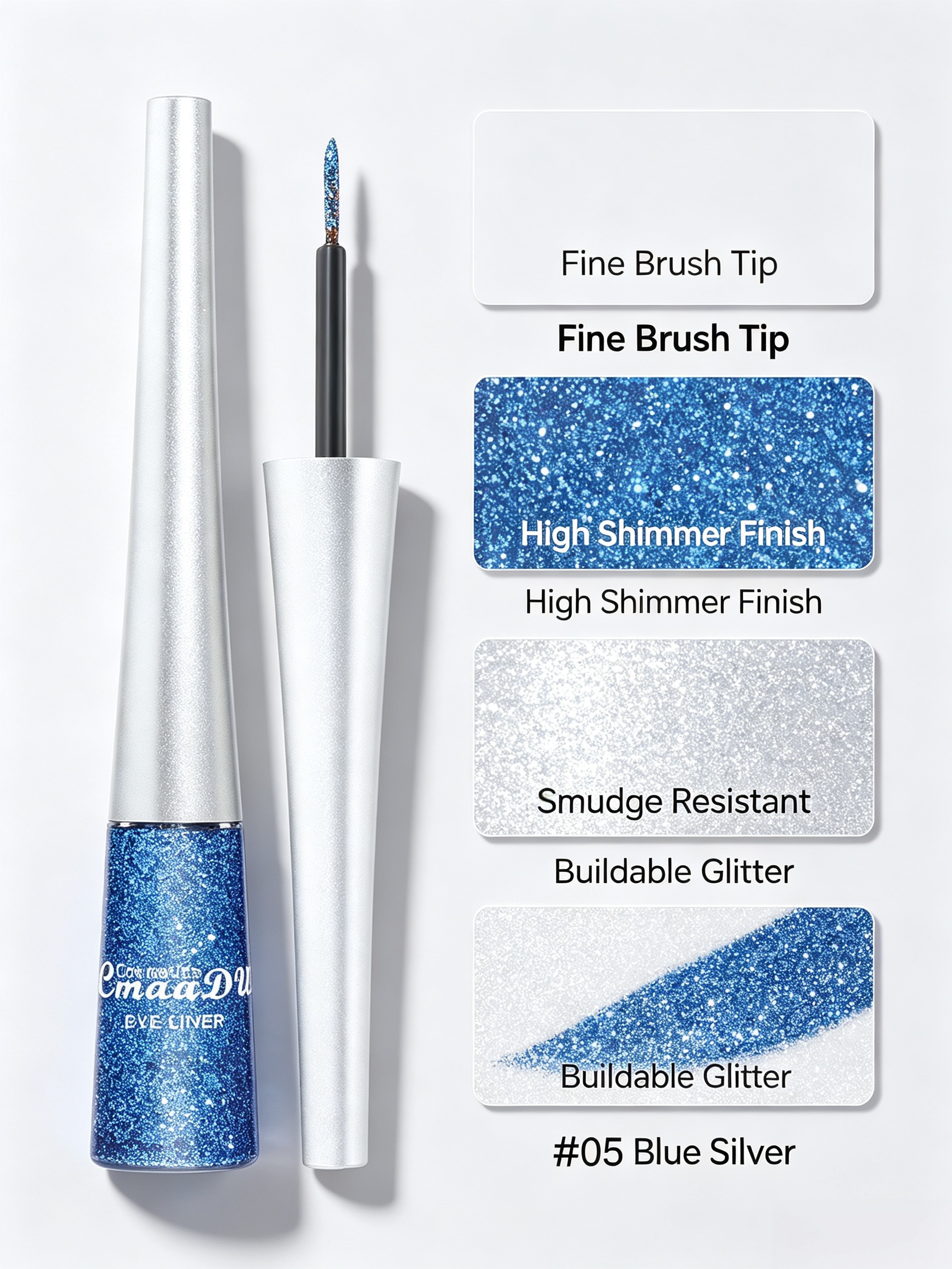 Blue Silver Glitter Liquid Eyeliner #05